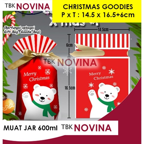 GOODIE BAG NATAL/ KANTONG GOODIE CANDY COOKIES JAR CHRISTMAS / PLASTIK ROTI XMAS