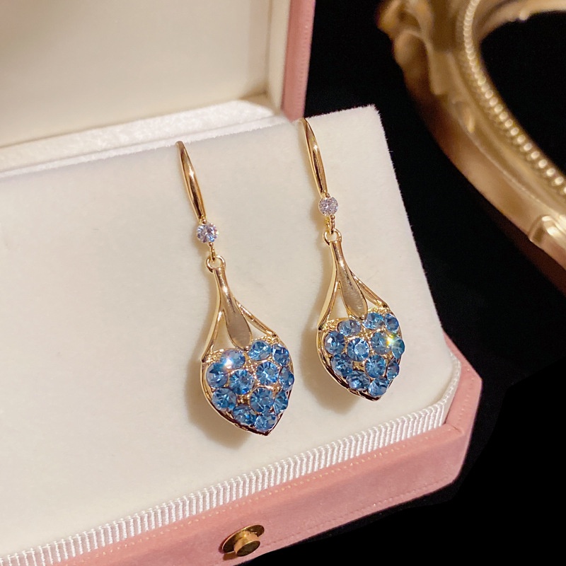 Anting Kait Bentuk Hati Water Drop Bahan Zirkon Untuk Wanita