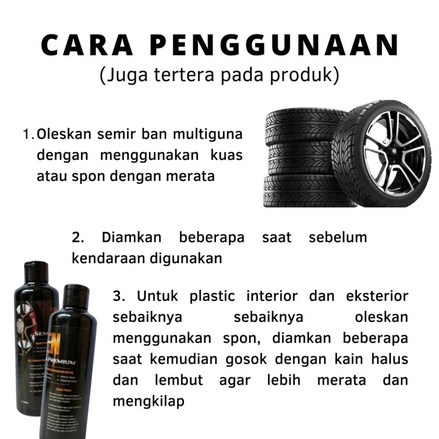 SEMIR BAN PREMIUM MOBIL MOTOR PERAWATAN PENGKILAP PENGHITAM BAN KENDARAAN-250ML