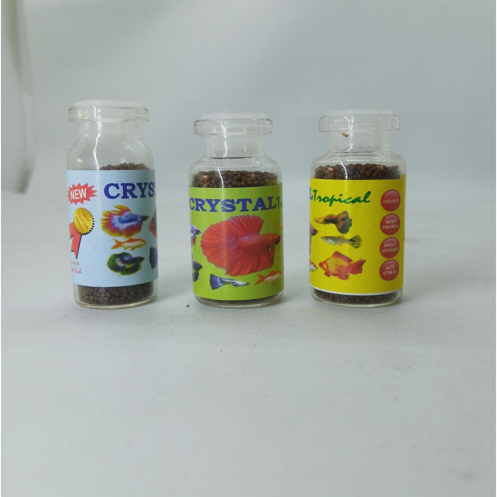 PELET CRYSTAL CUPANG BOTOL KACA PAKAN IKAN CUPANG HIAS