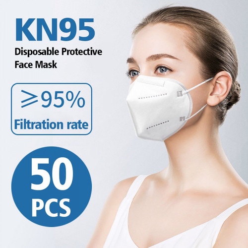 MASKER KN95 EARLOOP PROTECTIVE MASK - KN 95 (5 ply) - Earloop protective mask 5 ply - PROMO TERMURAH putih/hitam