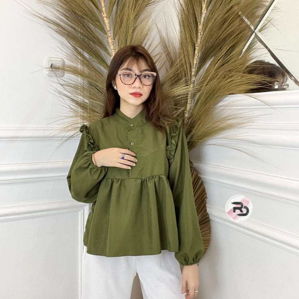 RD FASHION - KINAN LINEN BUTTON BLOUSE / ARINA TOP / DISA ARINAY TOP / SHALENSA BLOUSE / LAILY BLOUSE / PEPLUM ATASAN BAJU WANITA / DIANA / RANIA / KIMI Kemeja Kancing Depan / ALENA Katun Linen Premium - NN