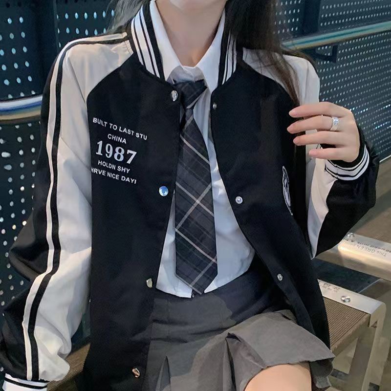 Nico##Versi Korea dari jaket wanita/jacket crop wanita/jaket baseball wanita/jaket baseball kor00