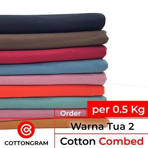 Cotton Combed Premium Kain Kaos Kiloan Warna Tua 2 per Setengah Kg