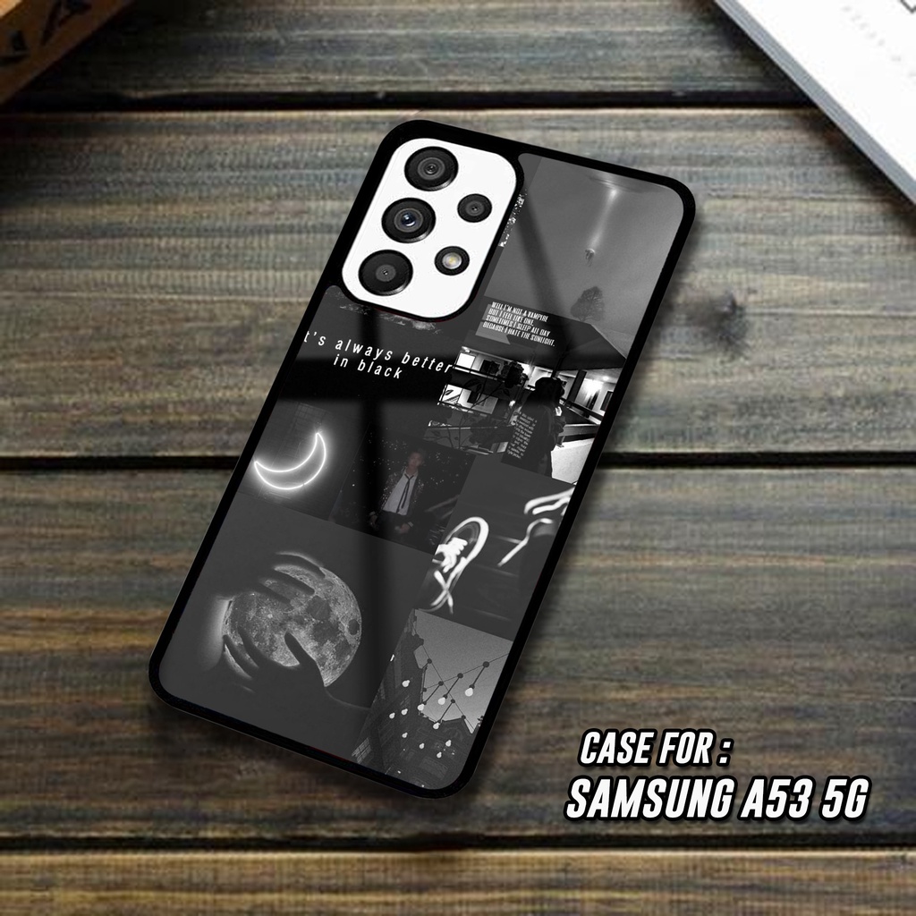 Case Samsung A53 5G Casing Hp Motif BLACK AESTHETIC Hardcase 2D Glossy - Case Kilau - Softcase - Pho