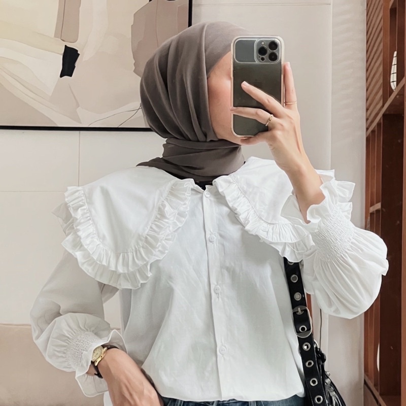 BEFAST - ZRX OOTD Blus LELUA / ILAYA TOP / Blouse Crincle Terbaru / Pakaian Casual Wanita / Blouse Polos Lengan Panjang Karet / Fashion Kekinian Remaja ABG / Blouse Trendy / Outfit Wanita Hijab Terlaris / Blouse Unik Termurah / OOTD Wanita Kerja