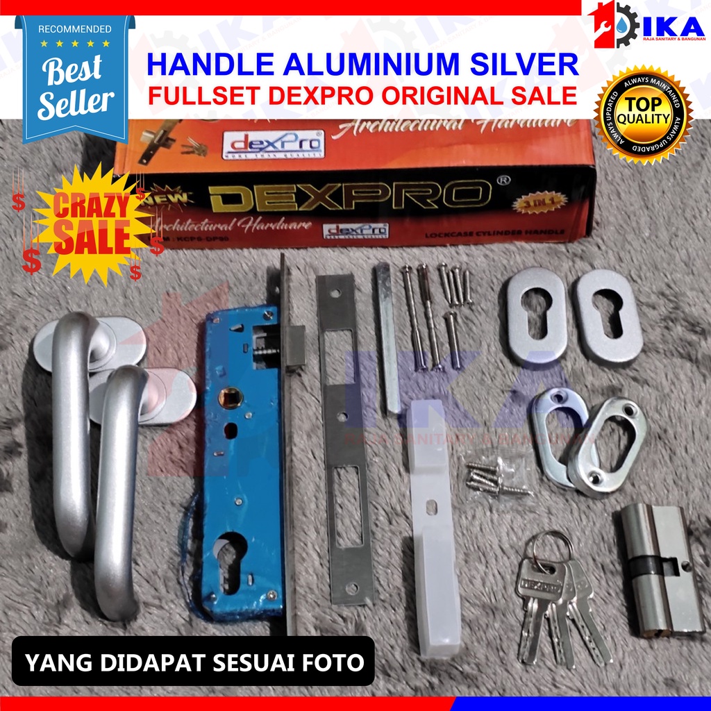 KUNCI PINTU TRALIS ALUMUNIUM DEXPRO 100% ASLI PUTIH COKLAT SILVER BERKUALITAS KOMPLIT TINGGAL PASANG