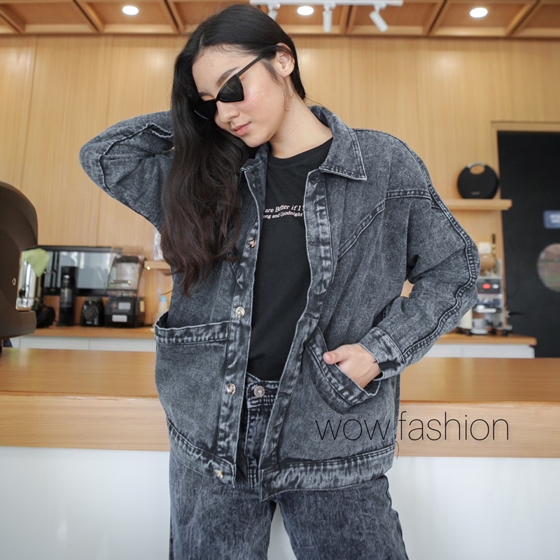 Jaket Lavanya Batwing Pablo Jeans Levis Oversize Wanita Saku - Lalita Jaket Jeans Wanita