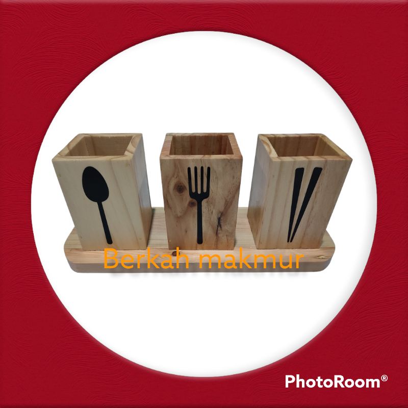 Tempat sendok garpu sumpit aesthetic modern minimalis kayu/rak sendok/tempat sendok unik/tempat send