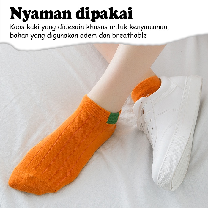 Kaos Kaki Pendek Semata Kaki - Ankle Cute Short Socks - Kaos Kaki Motif Garis Polos Dan Lembut Bahan 100% Polyester - W1A5