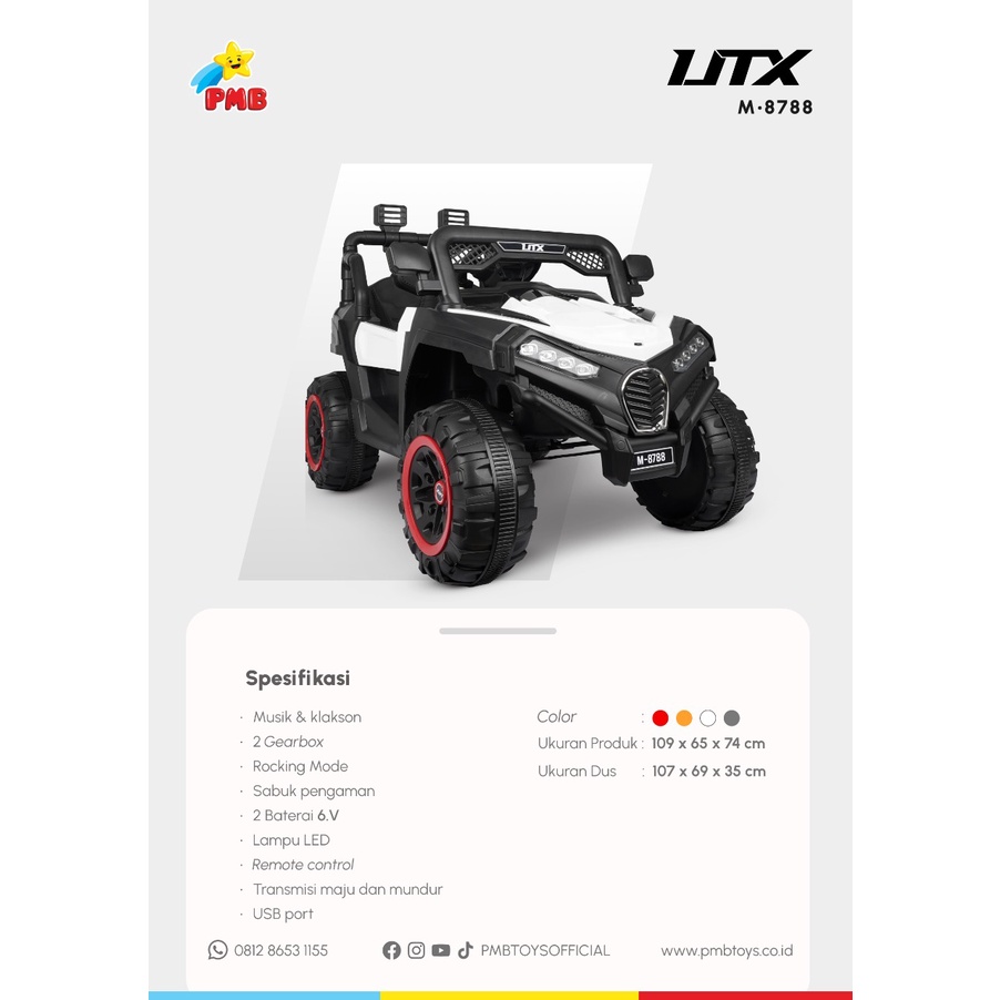 MOBIL AKI ANAK UTX JEEP PMB M - 8788 UTX M8788 OFFROAD MAINAN ANAK MOBIL REMOTE MURAH