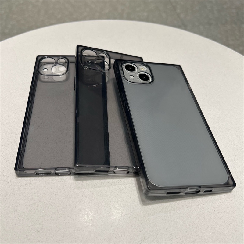 Soft Case TPU Transparan Bentuk Kotak Untuk iPhone 14 13 12 11 Pro X XS MAX XR Se20 7 8 Plus