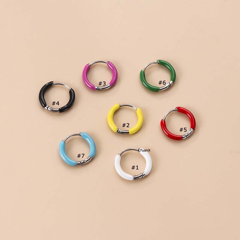 1pc Anting Hoop Tunggal Bahan Stainless Steel Ukuran 10mm Untuk Unisex