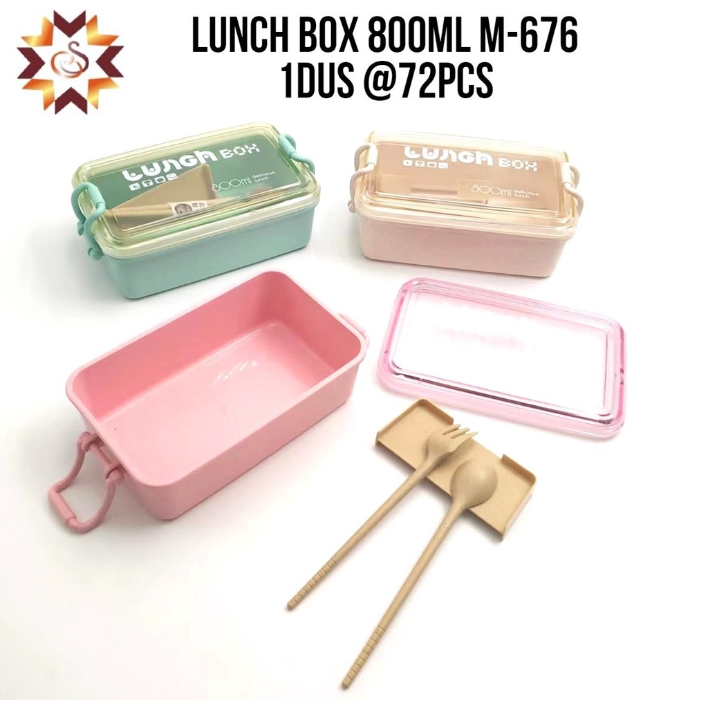 Lunch box M253 Kotak Tempat Makan PP Jerami Gandum 1000 ml/KOTAK MAKAN JERAMI 2 SEKAT 800 ML