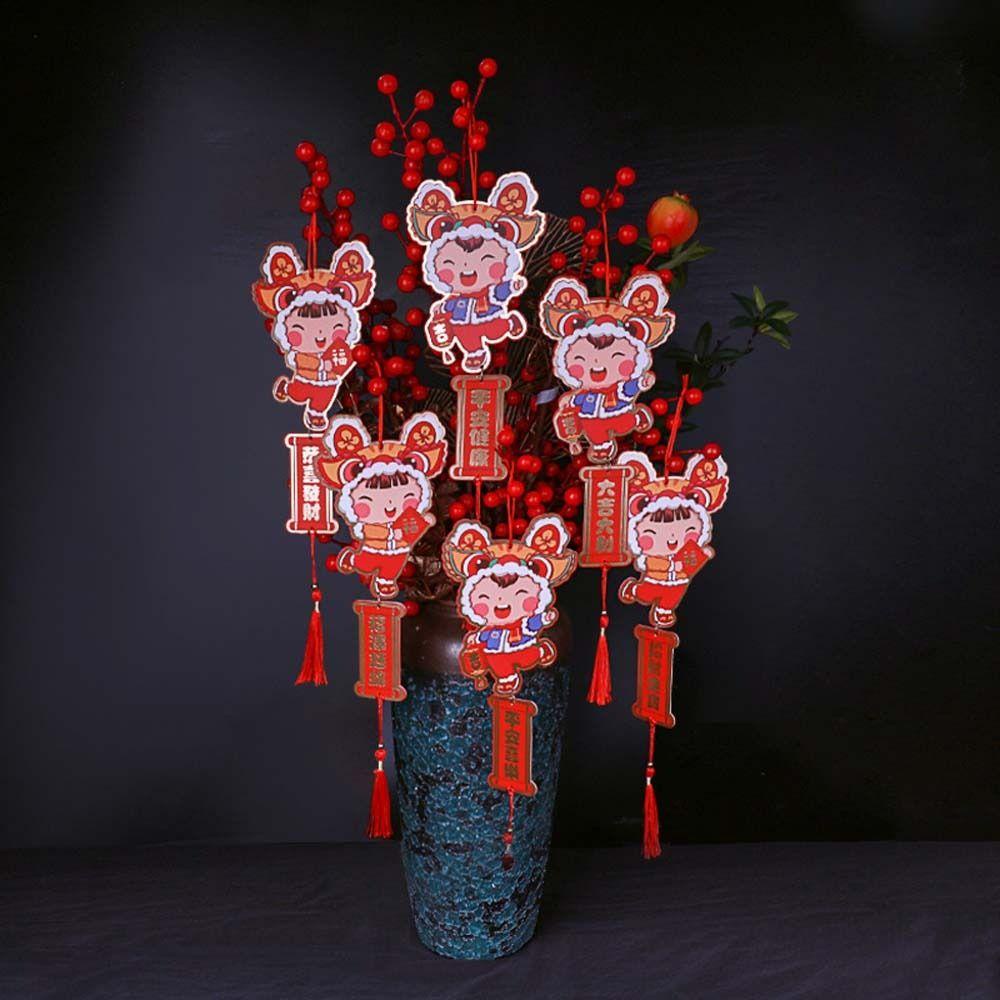 【 ELEGANT 】 Hiasan Imlek Karakter Imlek2023Liontin Rumbai Imlek Perlengkapan Festival Musim Semi Tahun Kelinci Cina