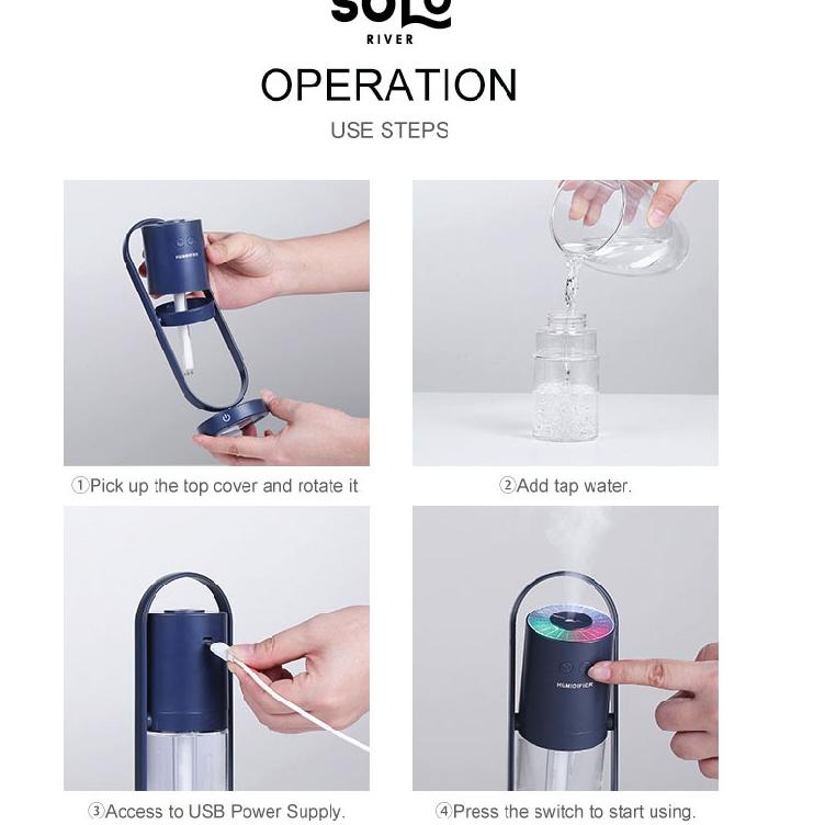 Termurah SOLO RIVER Air Humidifier Diffuser Pengharum Pelembab Ruangan Lampu LED Essential Oil burua