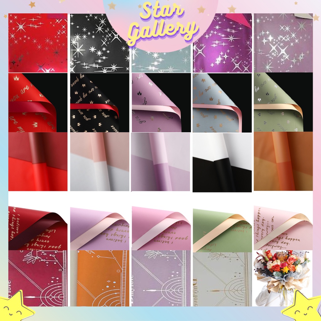 

Kertas Bunga Buket Motif Glitter Twotone Buket Motif Flower Wrapping Paper Cellophane Kertas Buket Florist 6022 - 6026