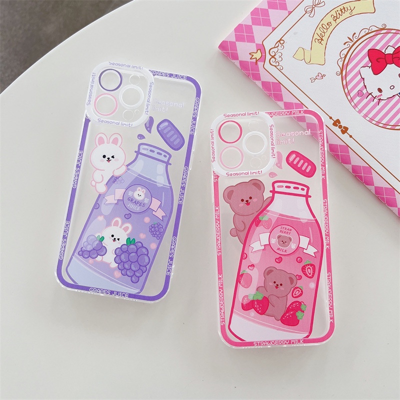 IPHONE Grape Strawberry Kartun Minuman Musim Panas Phone Case Cover Untuk Iphone7 8 PLUS X XR XS 11 12 13 14 PRO MAX SE