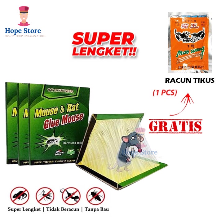 Hope Store - Lem Tikus Mouse &amp; Rat Glue Board Super Lengket Cap Gajah Lem Ampuh Tidak Berbau