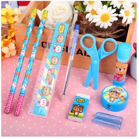 

{RM} ALAT TULIS ANAK ANAK 9IN1 SET UNTUK CEWEK-COWOK SOUVENIR HADIAH ANAK