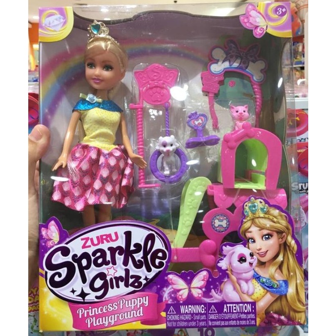 ------] Zuru Sparkle Girlz Princess Puppy Playground Barbie