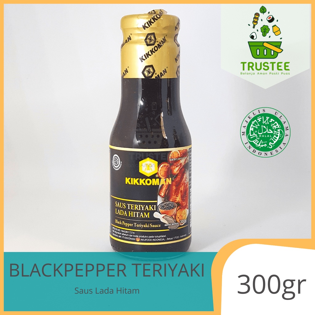 Kikkoman Black Pepper Teriyaki HALAL / Saus Teriyaki Lada Hitam Halal 300 gr KC