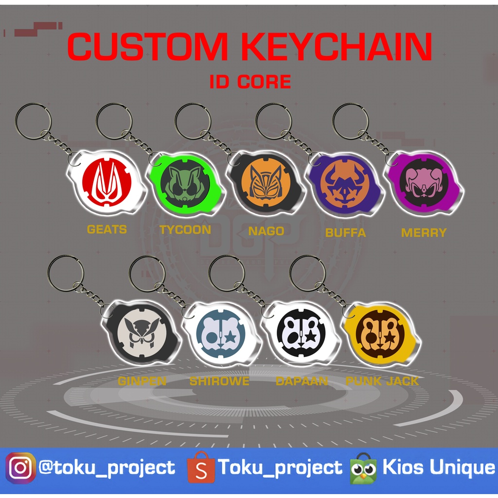 Custom Keychain Id Core Kamen Rider Geats Tycoon Nago Buffa Merry Ginpen Shirowe Dapaan Punk Jack