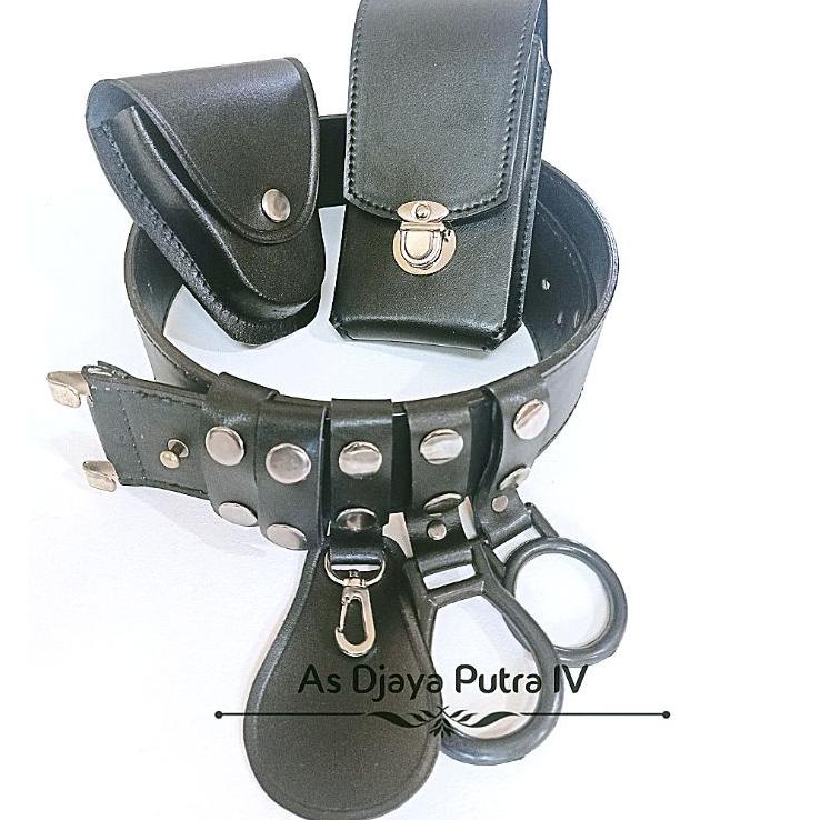 Harga Promo kopel satpam sabuk security lengkap kulit asli hitam polos (SARUNG HP + SARUNG BORGOL).