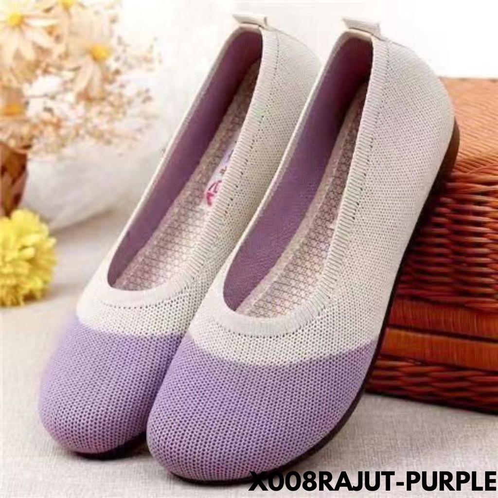 SEPATU PANSUS WANITA MOTIF CASUAL KANTORAN CANTIKA BAHAN FLYKNIT IMPORT 008RAJUT