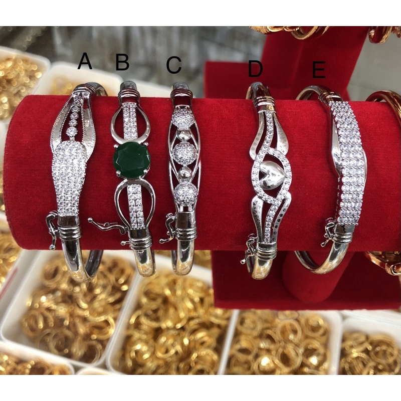 gelang tangan wanita bulat putih titanium