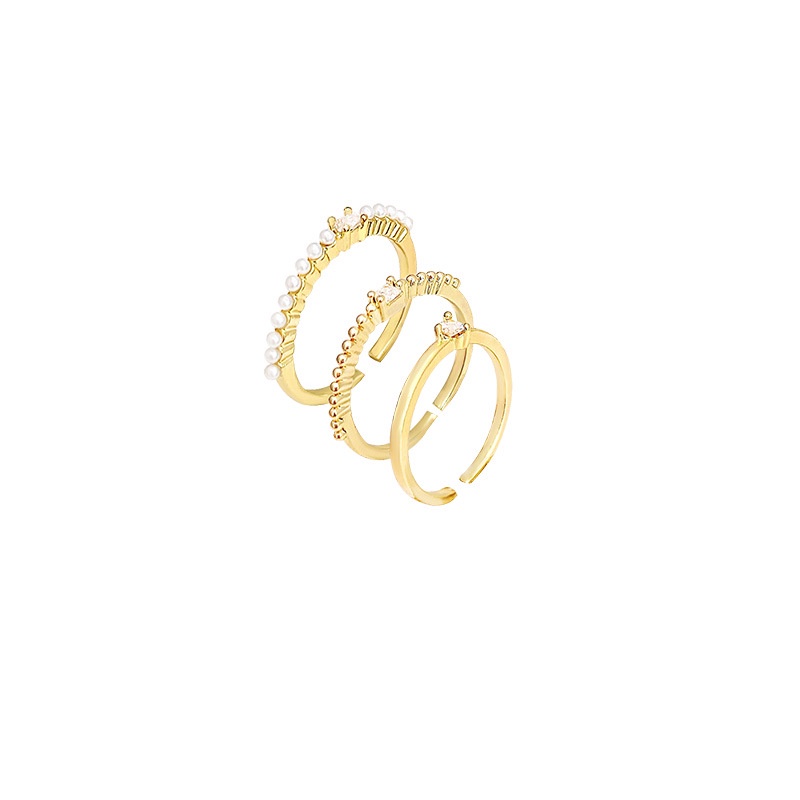 Set Cincin Jari Telunjuk Zircon Mutiara Untuk Wanita
