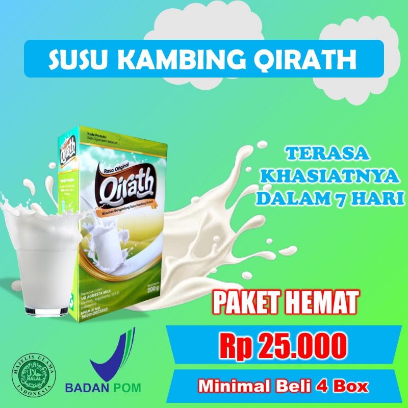 EXP SEPTEMBER-Qirath Susu Kambing Etawa Pelega Asma Sesak Nafas Penghilang Nyeri Sendi Otot Lutut Pinggang isi 200gr &amp; terdaftar BPOM