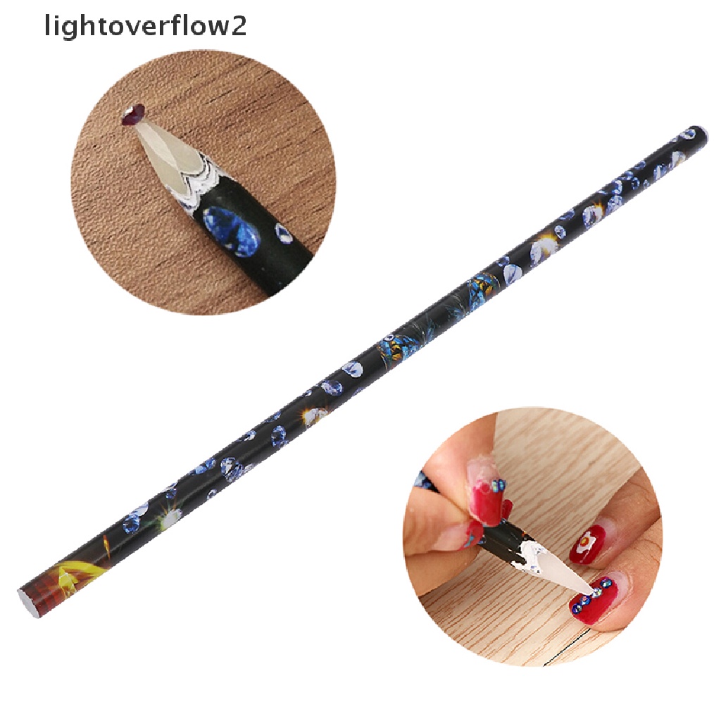 (lightoverflow2) 1pc Pensil Wax Pengambil Berlian Imitasi Untuk Nail Art