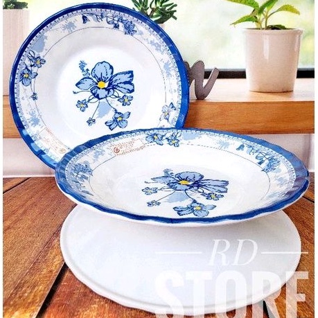 PROMO 3.PCS PIRING MAKAN MOTIF ROSE BAHAN MELAMINE WARE