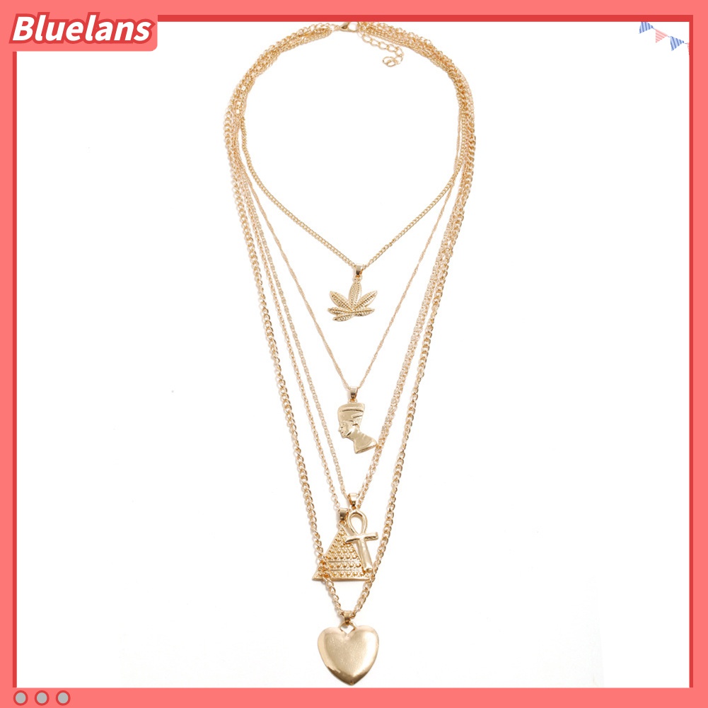 Kalung Rantai Multilayer Bentuk Hati Dan Menara Eiffel Untuk Wanita