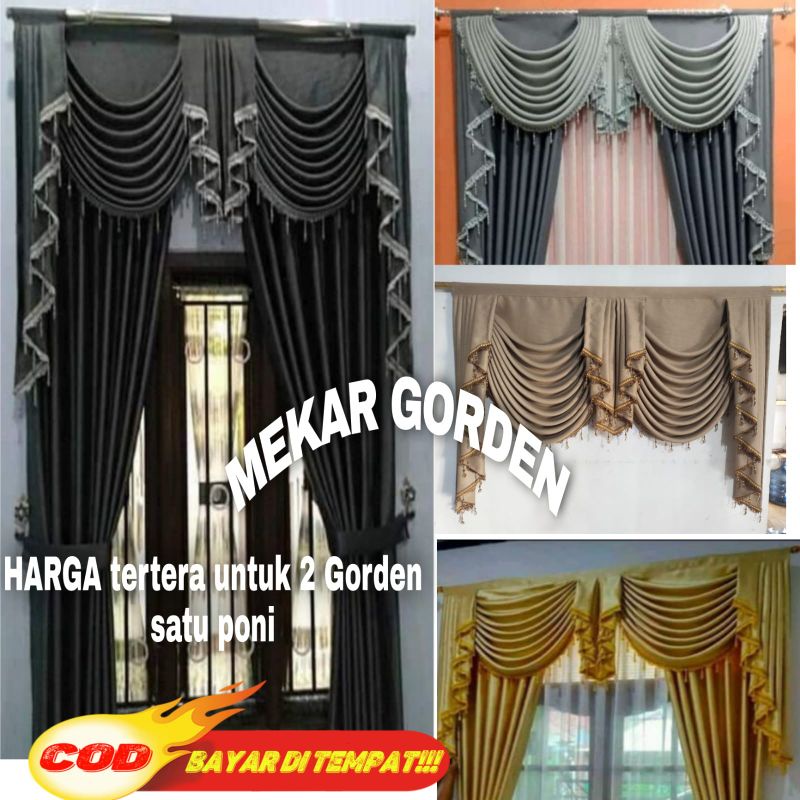 Gorden Poni Gelombang Spanyol Jendela Pintu Ruang Tamu Minimalis Horden Poni Clasik Cantik Mewah