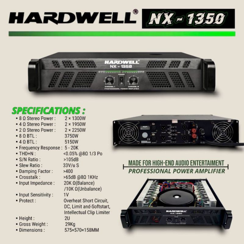 POWER AMPLIFIER HARDWELL 4 CHANNEL NX 1350 ORIGINAL