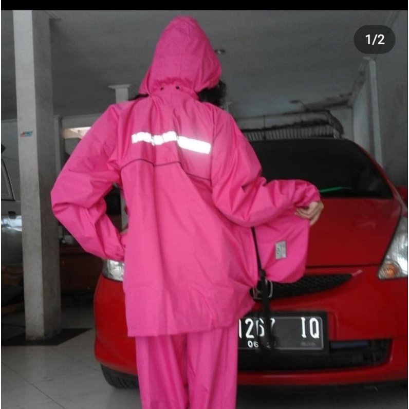 Jas Hujan Sun Flower warna pink