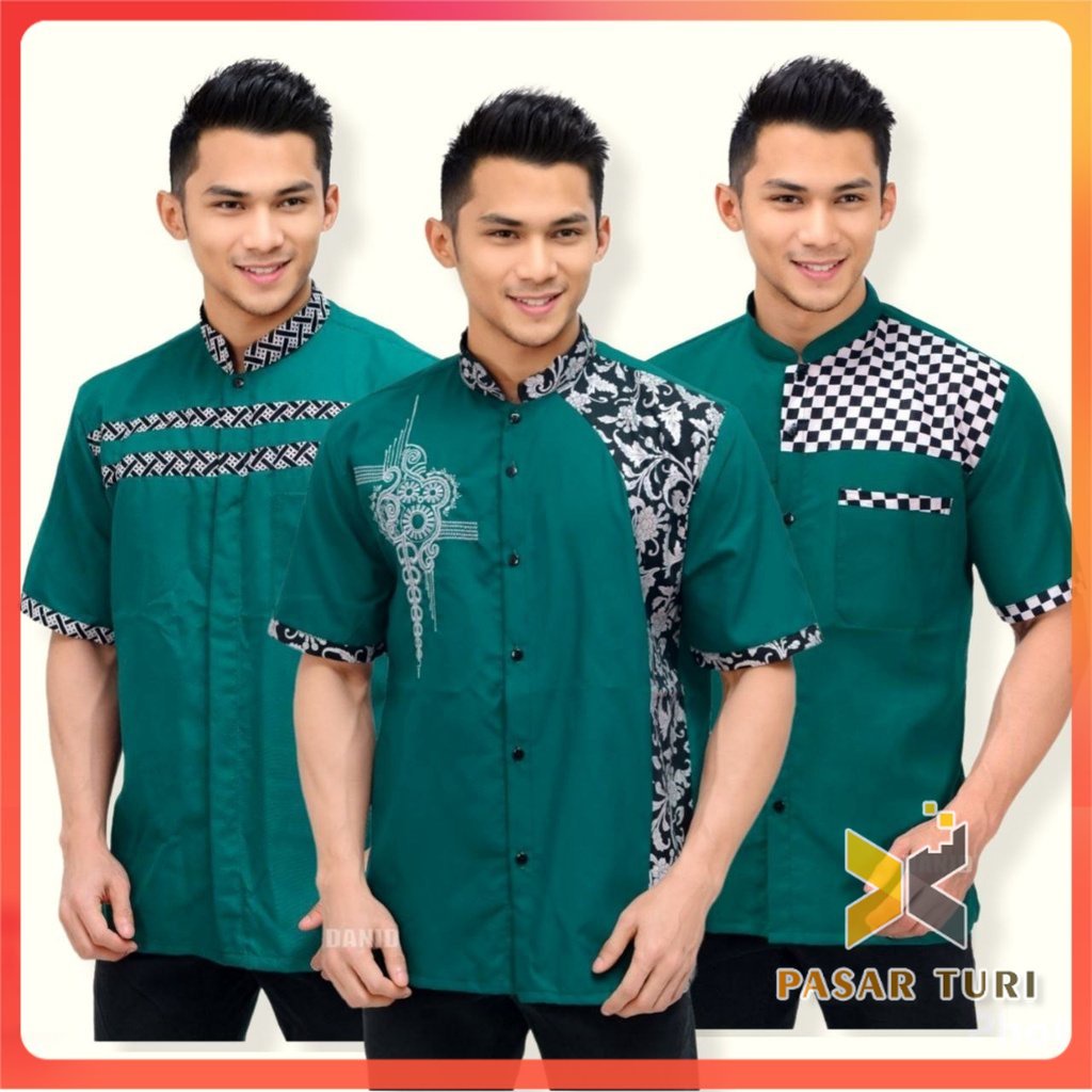 NEW BAJU KOKO BATIK EMAS LENGAN PENDEK BUSANA MUSLIM SERAGAM HADROH HILWA AZAHIR ALKHALIS 12.12