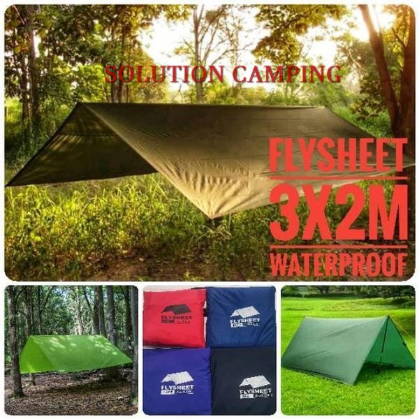 BAYAR DI TEMPAT - CUCI GUDANG - FLYSHEET 2X3 WATERPROOF - TENDA CAMPING - ATAP TENDA - TERPAL TENDA - WATERPROOF - FLYSHEET BIVAK - FLYSHEET BUSHCRAFT - ALAS TENDA