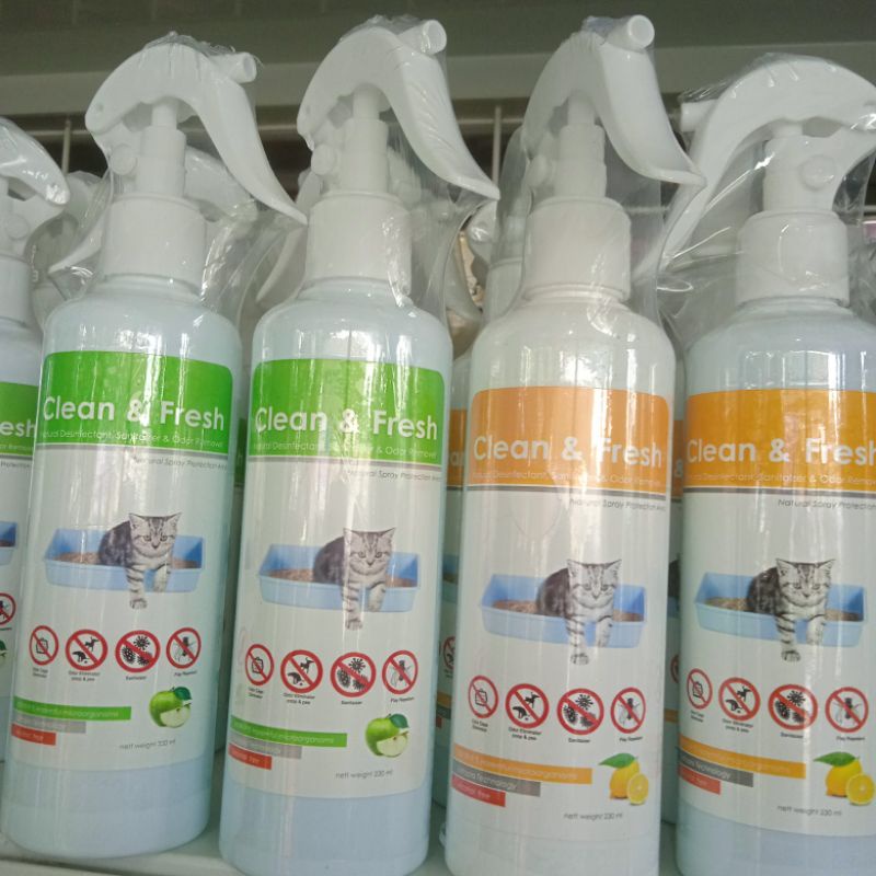 Clean and Fresh 230ml Desinfektan Kandang Pewangi Kucing Parfum Kucing