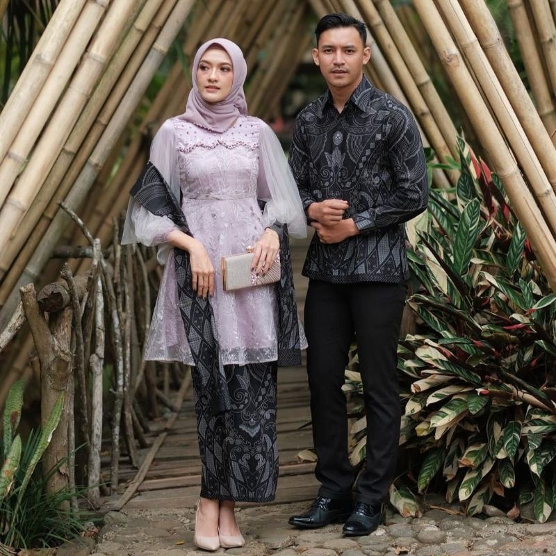 Luna Tunic Kebaya Brukat Kemeja Batik Couple Kebaya Kondangan Beidesmaid Pesta Wisuda Set Wanita Brokat Aksen Mutiara Tutu Kebaya batik jumbo terbaru kebaya kopel cewek cowok kebaya batik kondangan seragaman pernikahan sarimbit kutu baru batik