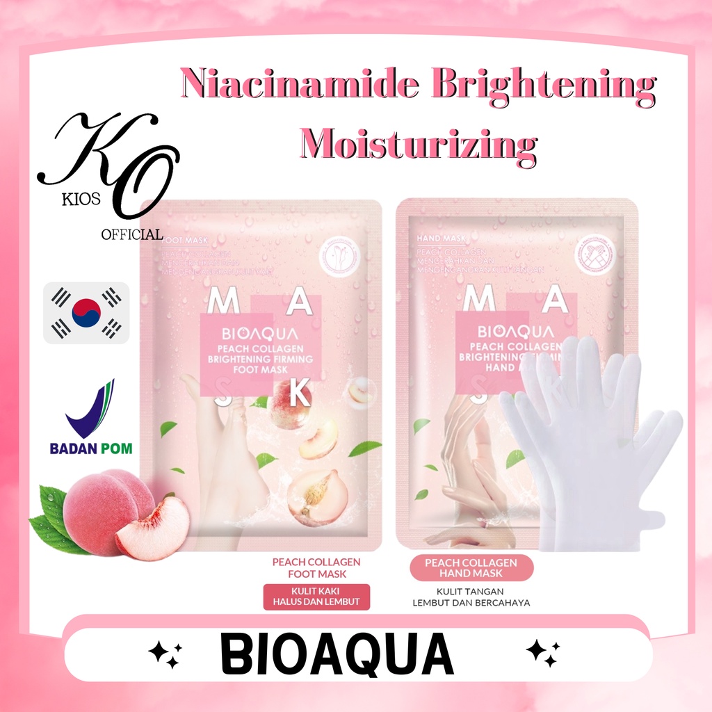 Bioaqua Niacinamide Brightening &amp; Collagen Brightening Foot Mask | Hand Mask | Masker Kaki | Masker Tangan 35g