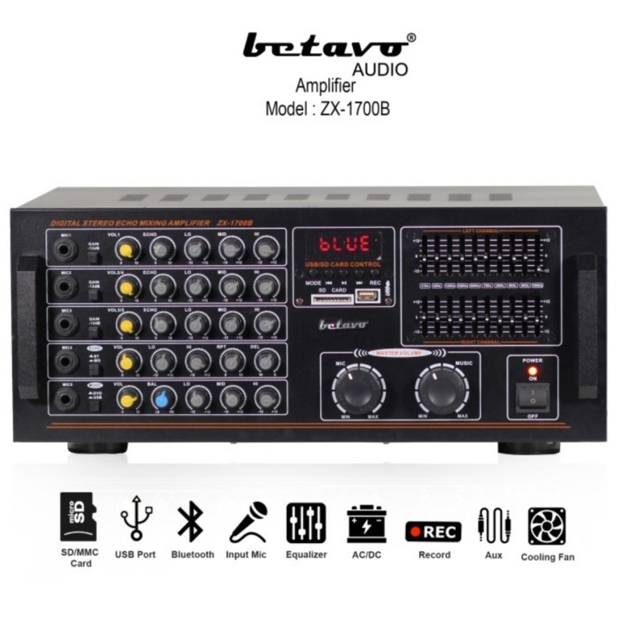 Amplifier Betavo ZX-1700 B Bluetooth Ampli Karaoke