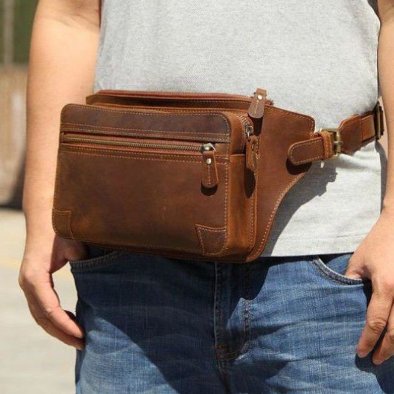 Waistbag Pria Kulit Asli  - Tas Kulit Asli Pria Premium- Tas Pinggang Kulit