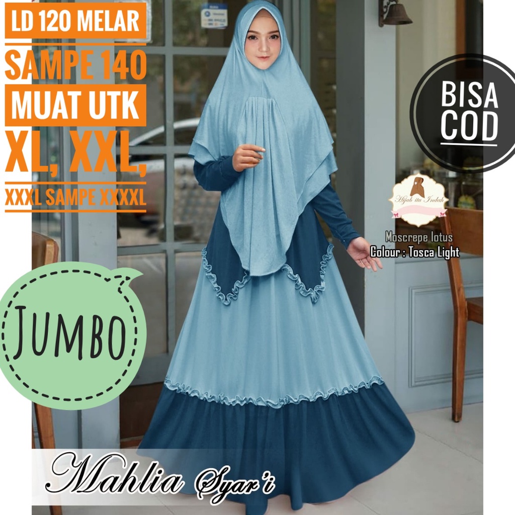 LD 110-140 Gamis Brokat Jumbo MAHLIA Baju Pesta Brukat Big size XXXL Polos Mewah