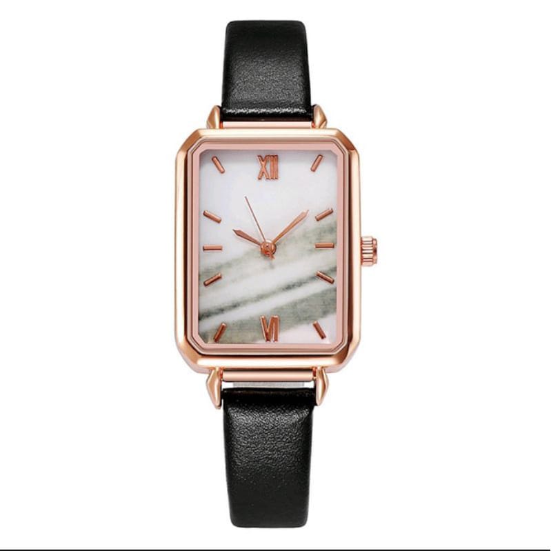 (SS)  JAM TANGAN WANITA FASHION MODEL SEGI STRAP KULIT DG-1213