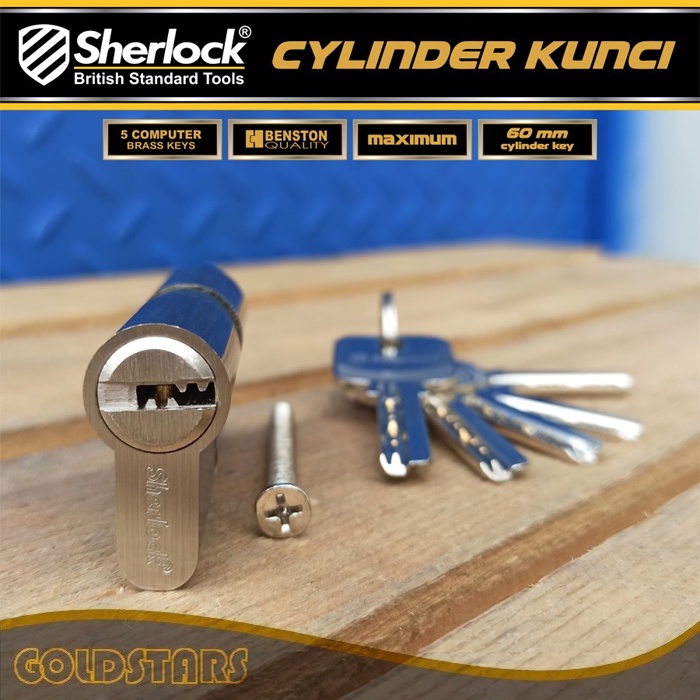 Silinder Kunci Pintu Komputer Brass Original Sherlock 60 mm