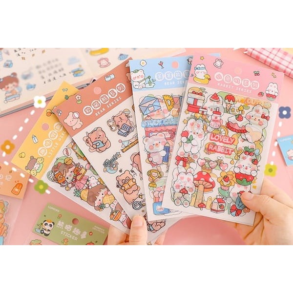 

1 SET STIKER LUCU ISI 4 LEMBAR CUTE DECO AESTHETIC STICKER DIY KARAKTER KAWAII LUCU