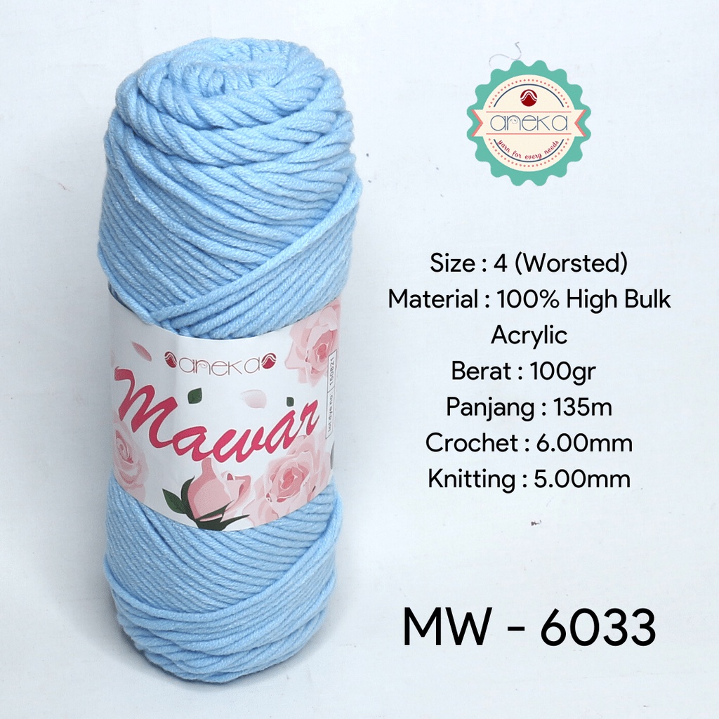 Benang Rajut Mawar / Soft Acrylic Yarn / Milk Cotton Worsted / Katun Susu - 6033